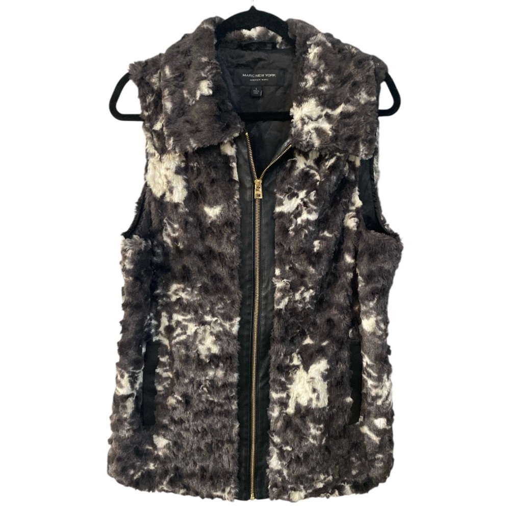 Black Brown Faux Fur Vest